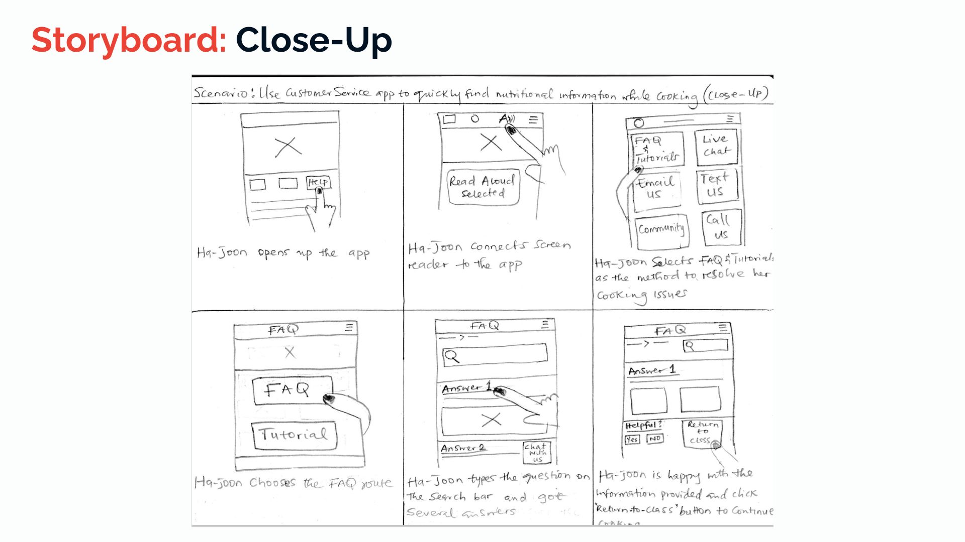 photo of the Close-up Storyboard